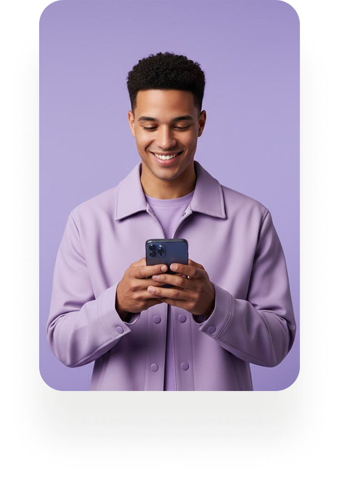 Man texting on phone